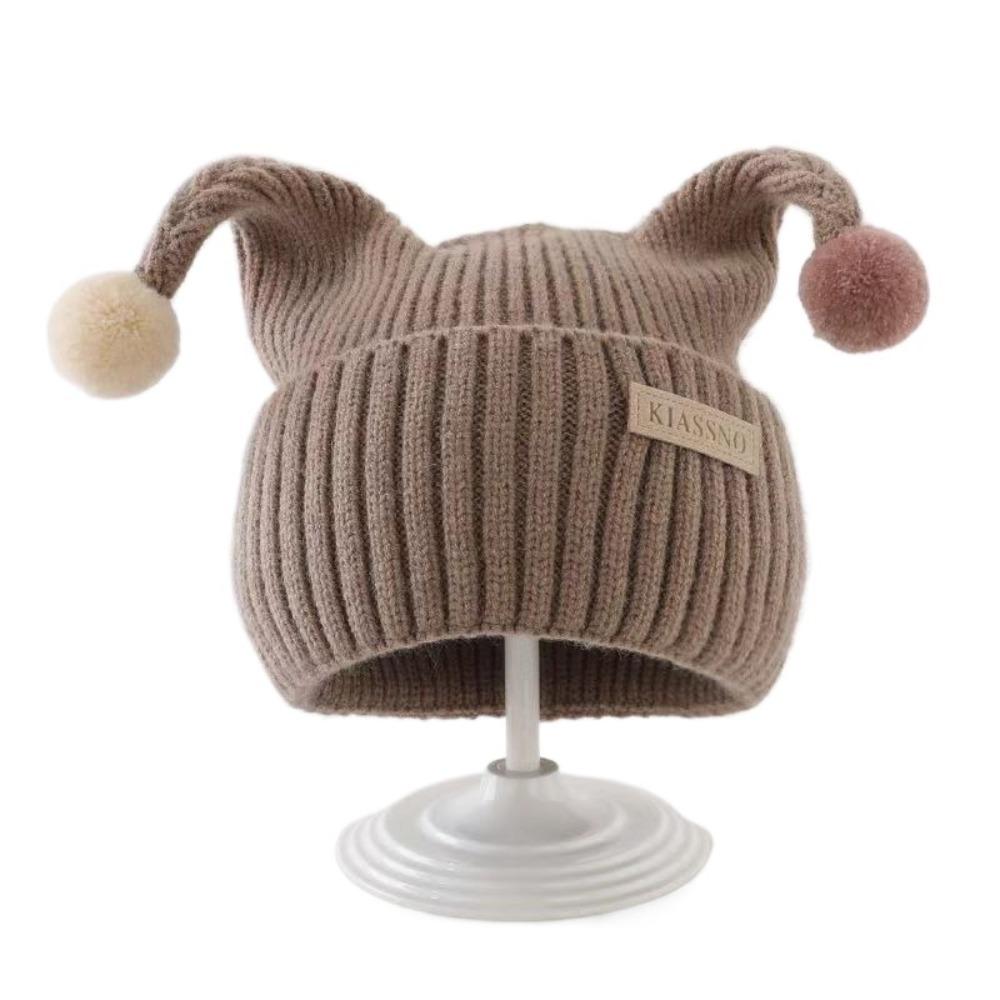 Openwork Flower Warm Wool Beanie Plush Ball Kids Winter Cap Fashion Pompom Hat  Ear Protection