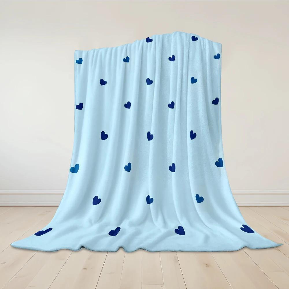 Coperta Flanella a Cuori Azzurri Calda Morbida Halloween Natale Divano Caldo Accogliente Decorazione Decorativa Regalo Per Tutte le Stagioni