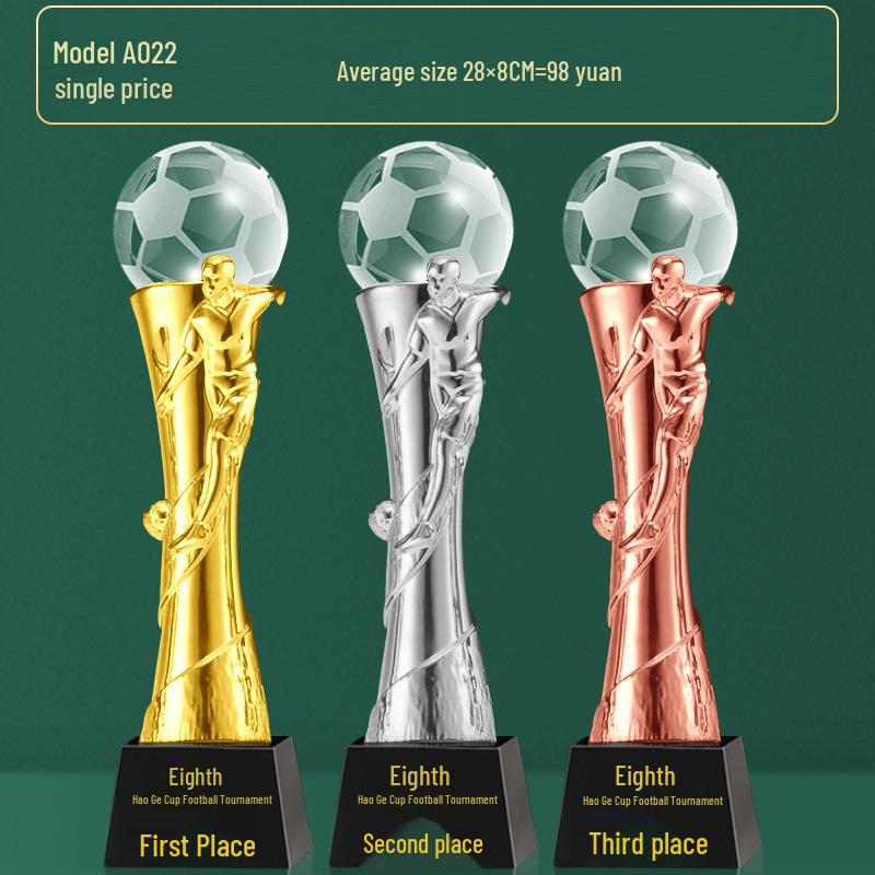 Custom Crystal Football Trophy - 2025 Golden Boot Top Scorer Award (Extra Large)
