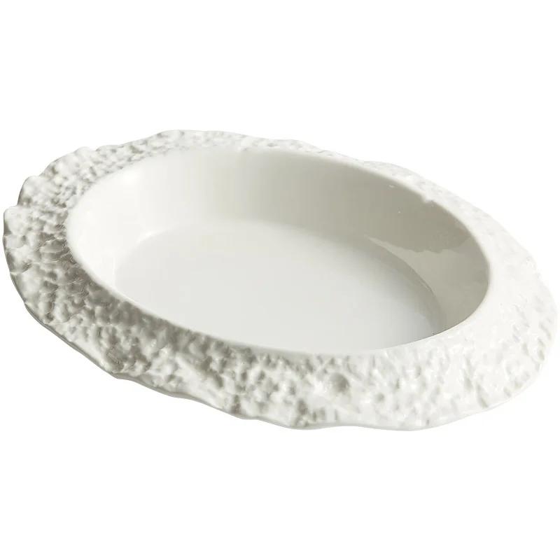 Farfurie ceramică cu model de rocă casă farfurie adâncă creativitate hotel restaurant veselă sens înalt farfurie albă supă