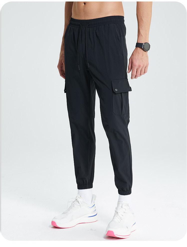 Men's Summer Quick-Dry Elastic Sports Pants, Loose Fit, Four-Way Stretch, Cuffed Ankle, Casual Fitness Wear