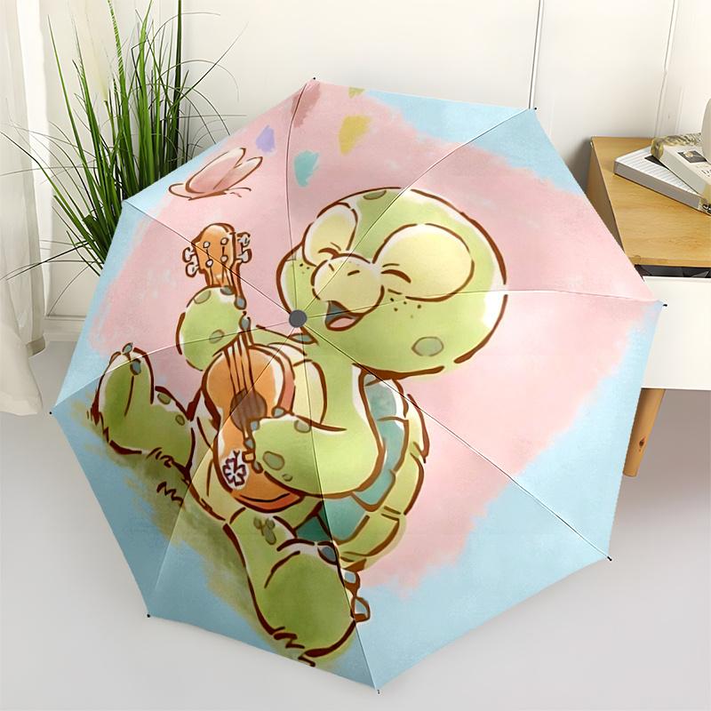 

1pc Cute Turtle Olu Mel Durable Cartoon Folding Umbrella, Portable 3-Fold Compact Umbrella for Men and Women, Suitable for Travel or Daily U