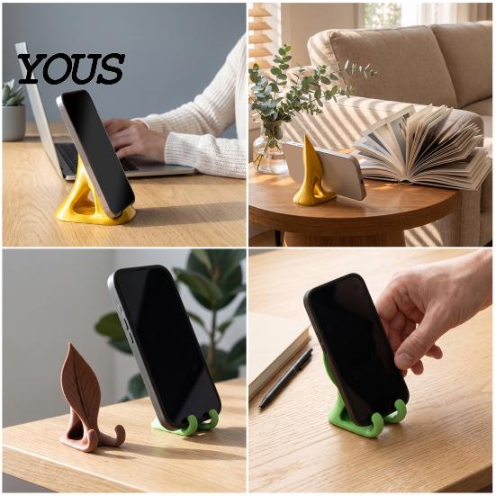 Unique Gift for Plant Lovers 3D Printed Leaf Phone Holder, Desktop Cell Stand Office and Eco Friendly PLA Holder Home, Realistic Bionic Design Mount,