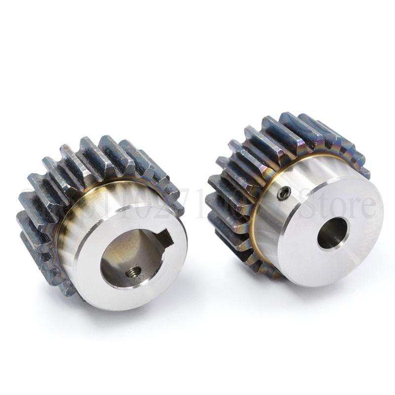 1 PZ 2M 12T-24T Pignone Cilindrico Foro 8/10/12/14/15/16/17/18/19/20/22/24mm Acciaio al Carbonio Pignone Motore con Gradino