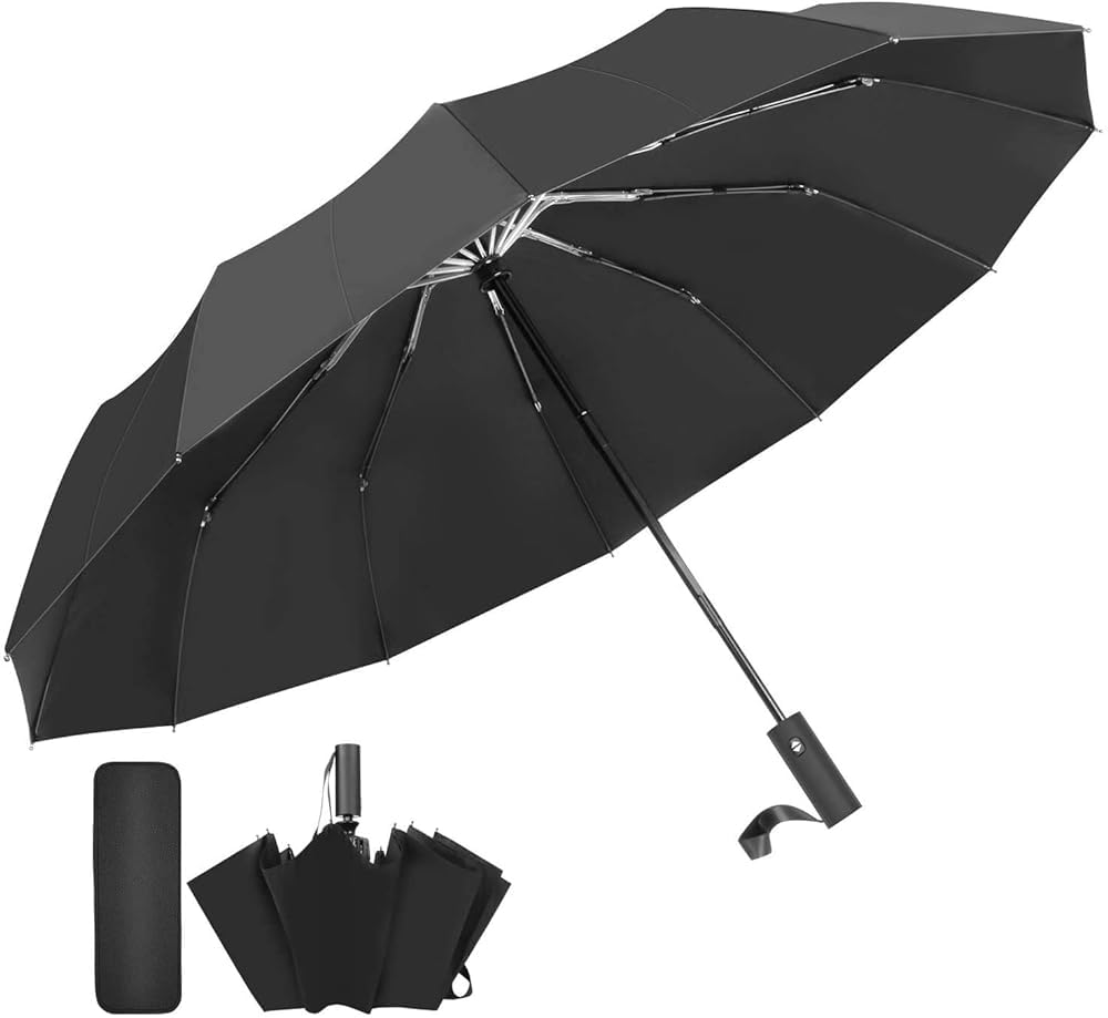 MAEXUS Folding Umbrella with Automatic Durable 12 Typhoon and Rainy Season Super Suitable for Sun and Includes Storage Pouch Open/Close, Lightweight,