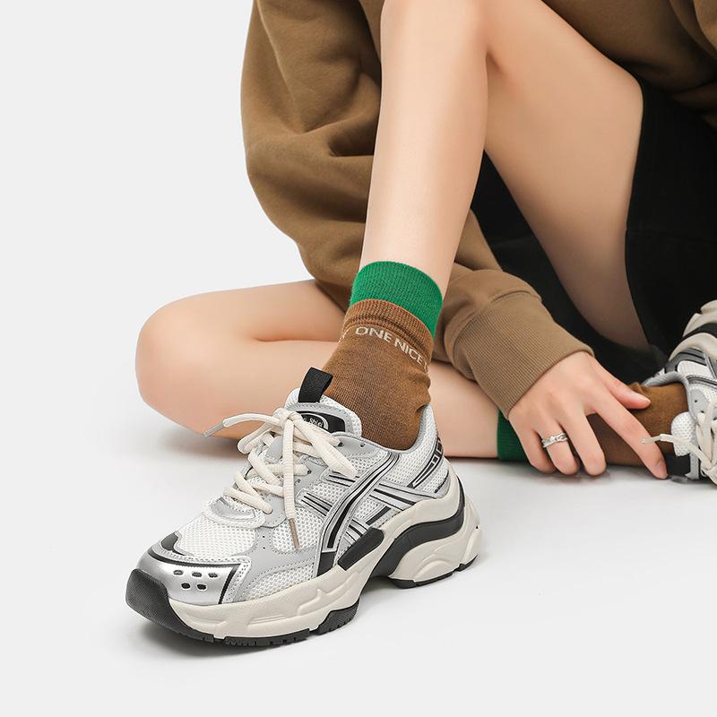 Super yuan dad shoes women's 2025 autumn new platform hiking shoes mesh breathable sports shoes women's casual jogging shoes