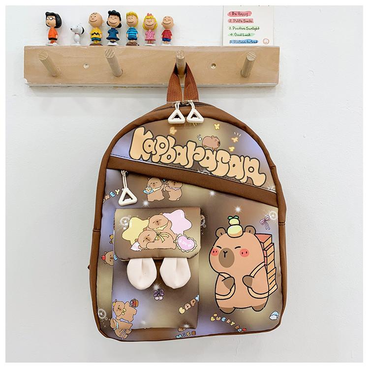 Children Printed Capybara Backpack Breathable Lightweight Cute Schoolbag Cartoon