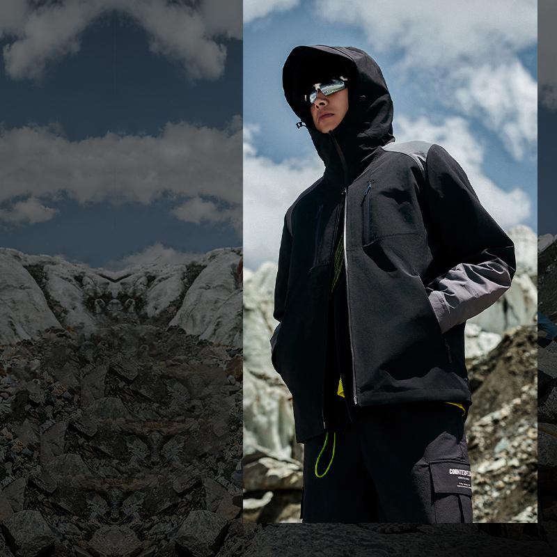 Li-Ning Cf Trace Dragon Armor Series Color-Block Hooded Water-Resistant 3-In-1 Fleece-Lined Outdoor Sports Jacket Men Outdoor Sports Jacket AFDT819-2