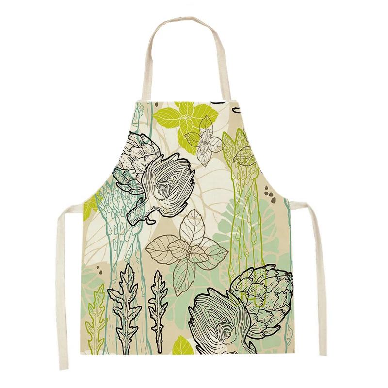 Vegetable Sleeveless Aprons Onion Carrot Printed Kitchen Apron Women Men Baking Waist Bib Home Cooking Brief Sleeveless Pinafore