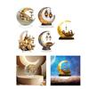 Eid Mubarak Moon Art Table Sign Acrylic Ramadan Decoration Modern Desktop Ornament for Bedroom Living Room Festival