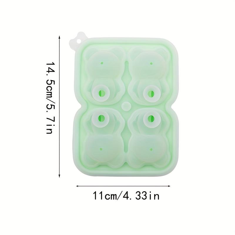 3D Teddy Bear Ice Cube Mold 4-Cavity Silicone Ice Cube Tray Non-stick Cute Ice Molds Washable Ice Cube Maker for Cocktail Whiskey Coffee Chocolate 1pc