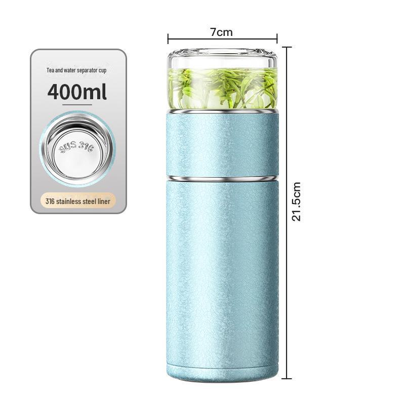 "Portable 316 Stainless Steel Tea Separator Thermos Cup - Unisex Design, Ideal for Tea Brewing and Gifting."