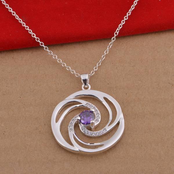 European & American Fashion 925 Silver Plated Necklace with Diamonds