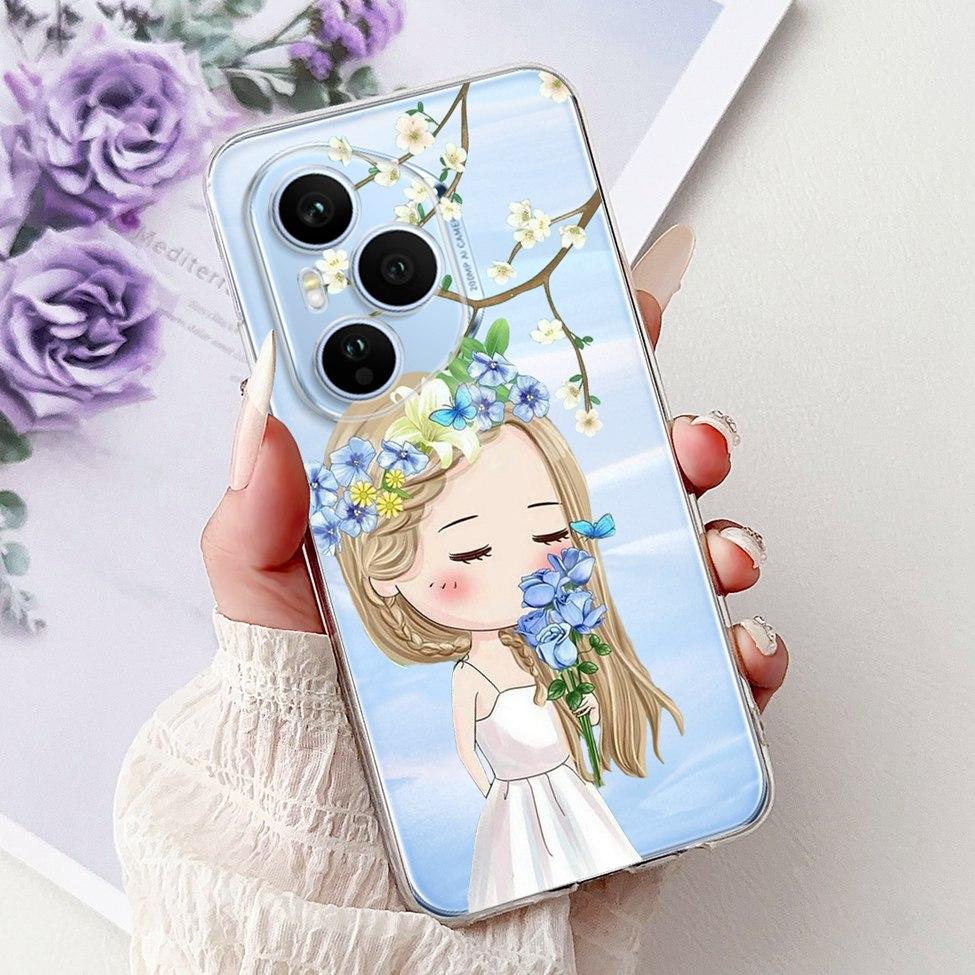 Clear For Honor 400 Pro Case DNP-NX9 Cute Cartoon Cat Fashion Flower Funny Painted Soft Bumper For Honor 400Pro Back Cover Funda