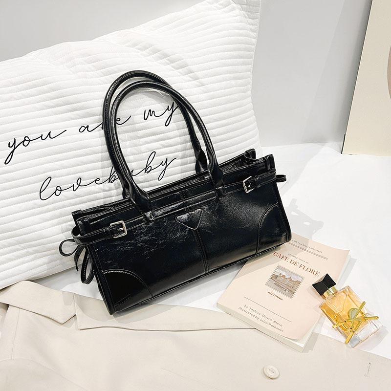 Modische Eimer-Tasche, Tägliche Pendler-Einkaufstasche mit einer Schulter, Einfache und Nischen-Achseltasche One Size schwarz