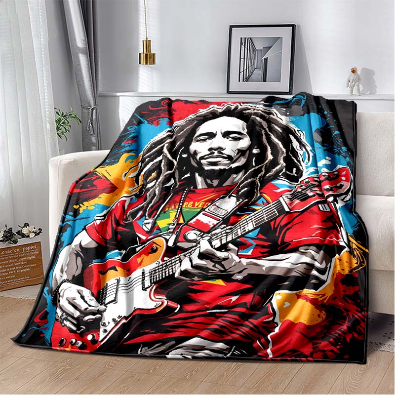 Bob Marley Album Blanket Reggae Music Jamaican Style Soft Flannel Blanket Home Sofa Bed Cover Warm Travel Christmas Gift Blanket