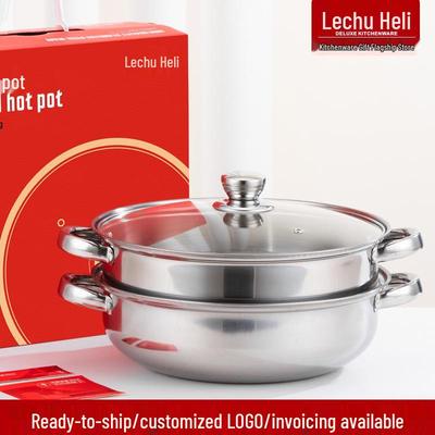 28CM Large Capacity Double-Layer Stainless Steel Soup Steamer & Hot Pot - Practical Gift Cookware