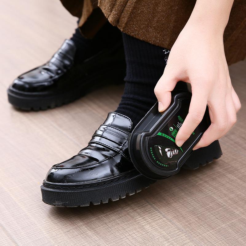1 Pezzo Spazzola per Scarpe a Doppia Faccia Quick Shine Multifunzionale Lucidatura Pelle Cera Liquida Incolore Lucida Spugna Lucidatrice Scarpa