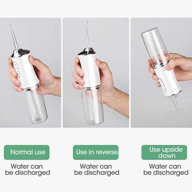 Oral Irrigator Portable Mouth Washing Machine Dental Water Flosser USB Rechargeable Water Jet Floss Tooth Pick 220ml 3 Modes