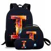 3 Pcs Set Letter Round Lunch Bags ,Pencil Bags ,School Bags For Boy/Girls Best Gifts 2D Flat Cartoon Backpack For Children