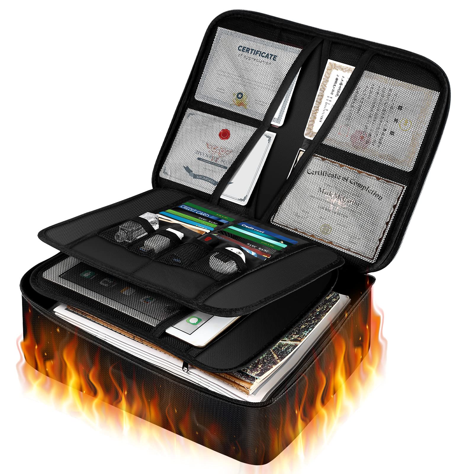 

SOTOHE Огнеупорная сумка-бокс с кодовым замком, водостойкий органайзер для документов 36 × 27 × 10 см чёрный