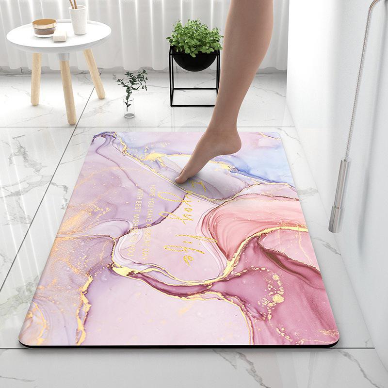 Nordic Style Marble Pattern Diatom Mud Bath Mat - Non-slip, Water-Absorbent, Quick-Drying, Wear-Resistant Foot Mat