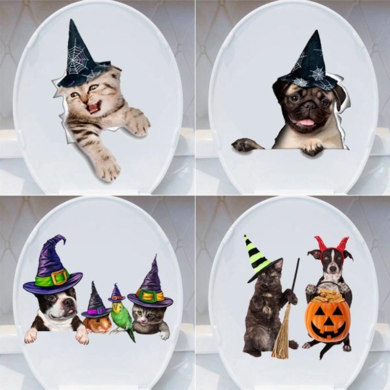 

1Pc Halloween Bathroom WC Creative Personality DIY Toilet Seat Wall Sticker A