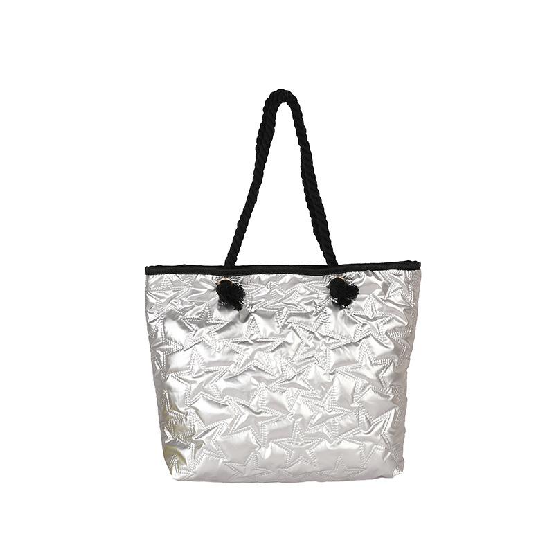 

Large capacity fashion cotton clothes niche casual new women s shoulder messenger bag серебряный