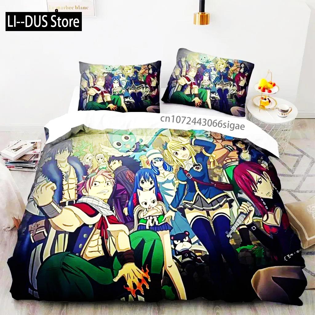 Comforter 3D Print Fairy Tail Anime Natsu Bedding Set Bed Set Comforter King Queen Size Boys Adult