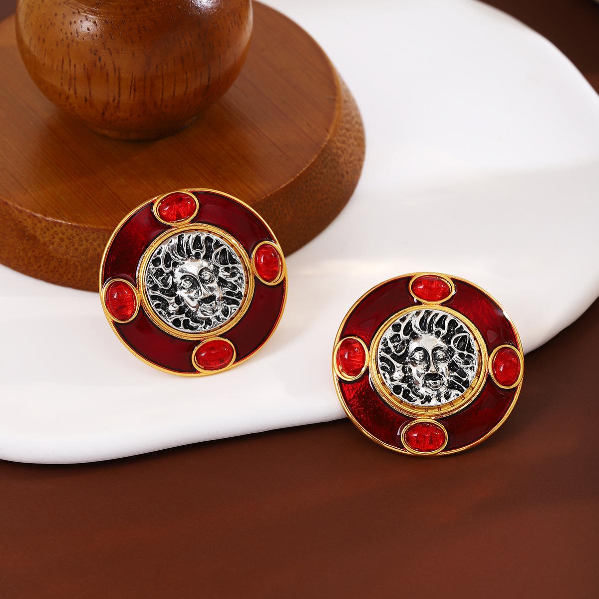 

Винтажные геометрические серьги-капли в форме масла круглой формы, простые и ретро красный