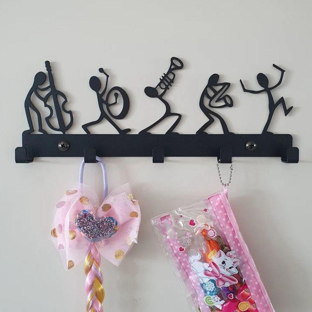Black Decorative Hanging Home Decor Wall Mounted Cat Shaped Hook Key Holder Key Hook Wall Hook