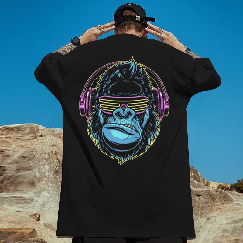 Pánská trička se zvířaty 3D potisk gorily Volná nadměrná trička Street Harajuku Topy Trička Denní ležérní halenka s krátkým rukávem