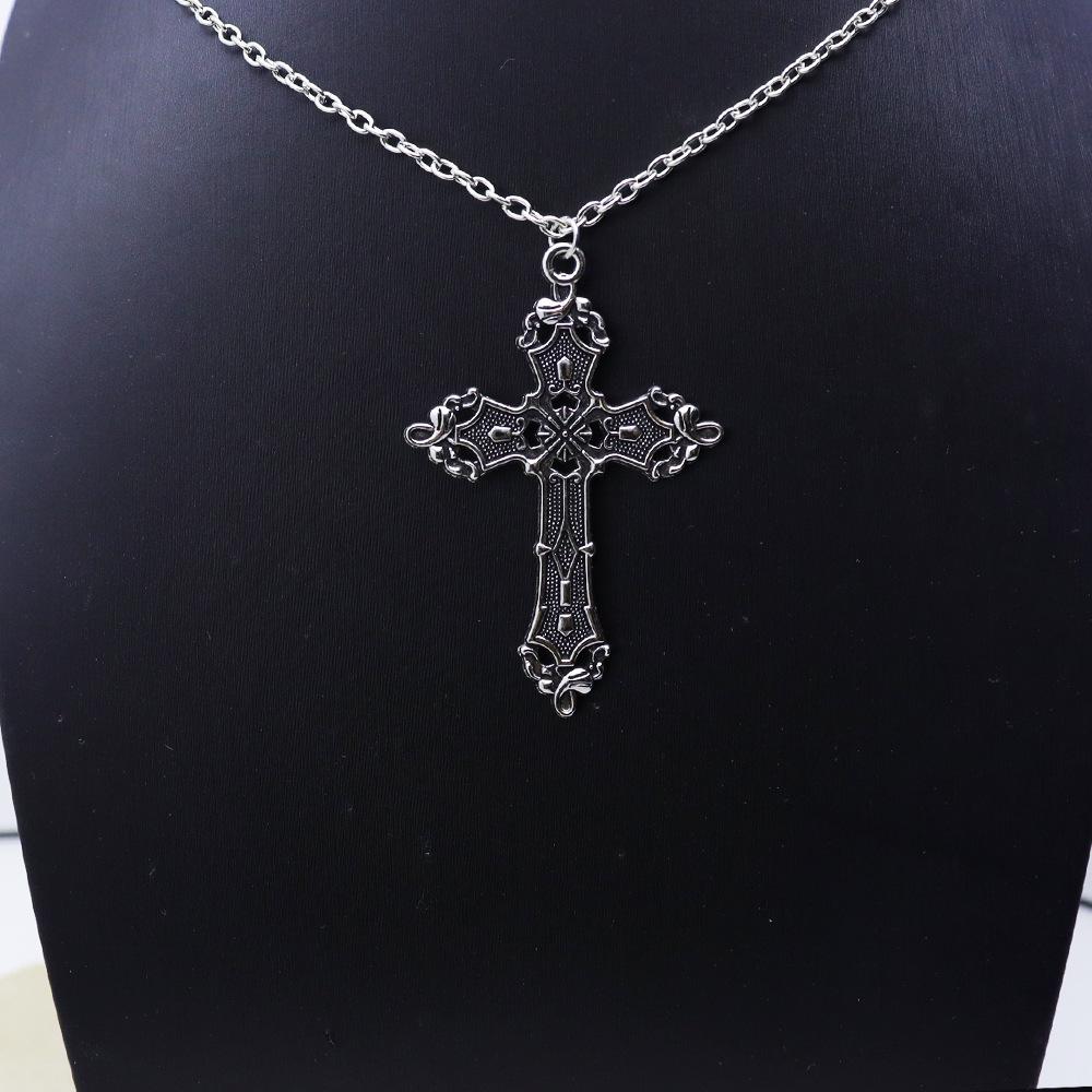 

Gothic Dark Bat Rose Cross Layered Necklace Set - Y2K Aesthetic