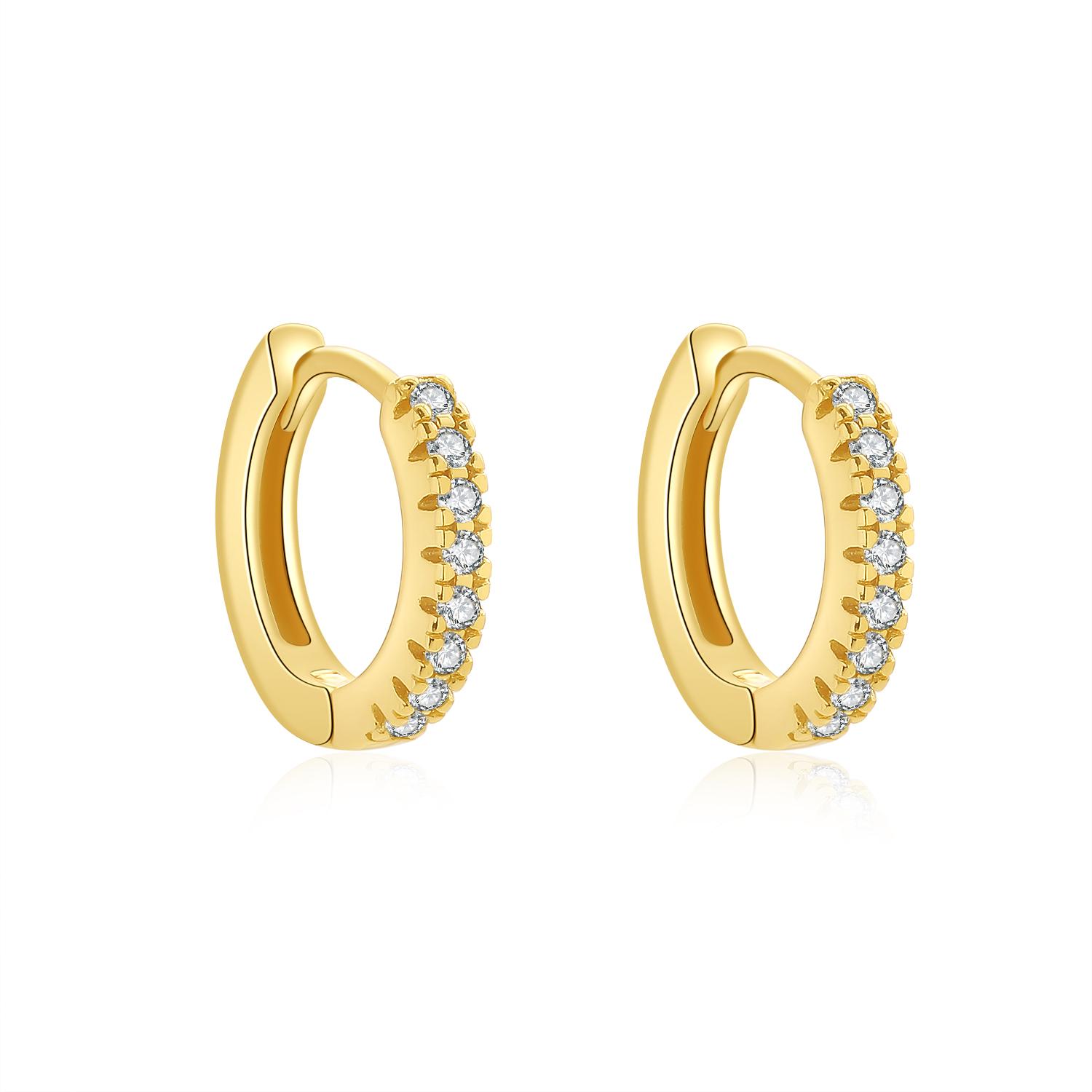 

Gold Plated Small Circle Huggie Hoop Earrings for Women Tiny CZ Zircon Crystal Heart Earrings Wedding Zircon 2022 New Trend
