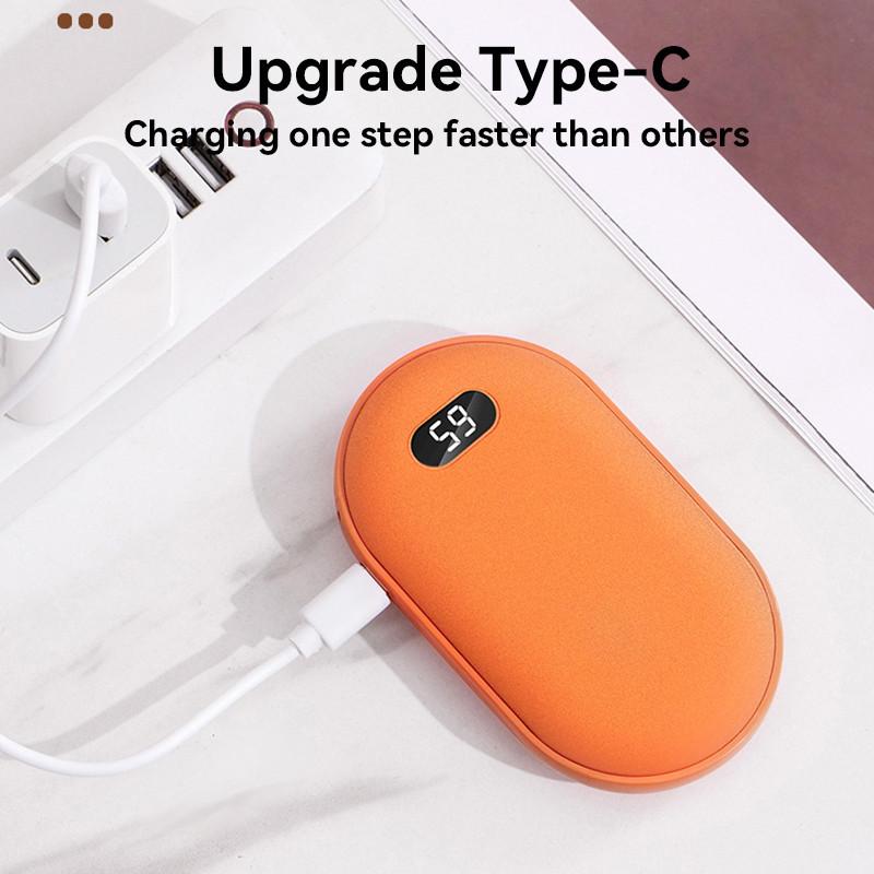 10000mAh Portable 2 In 1 Hand Warmer Power Bank Winter Double Sided Fast Heating Digital Display Warm Hands Treasure