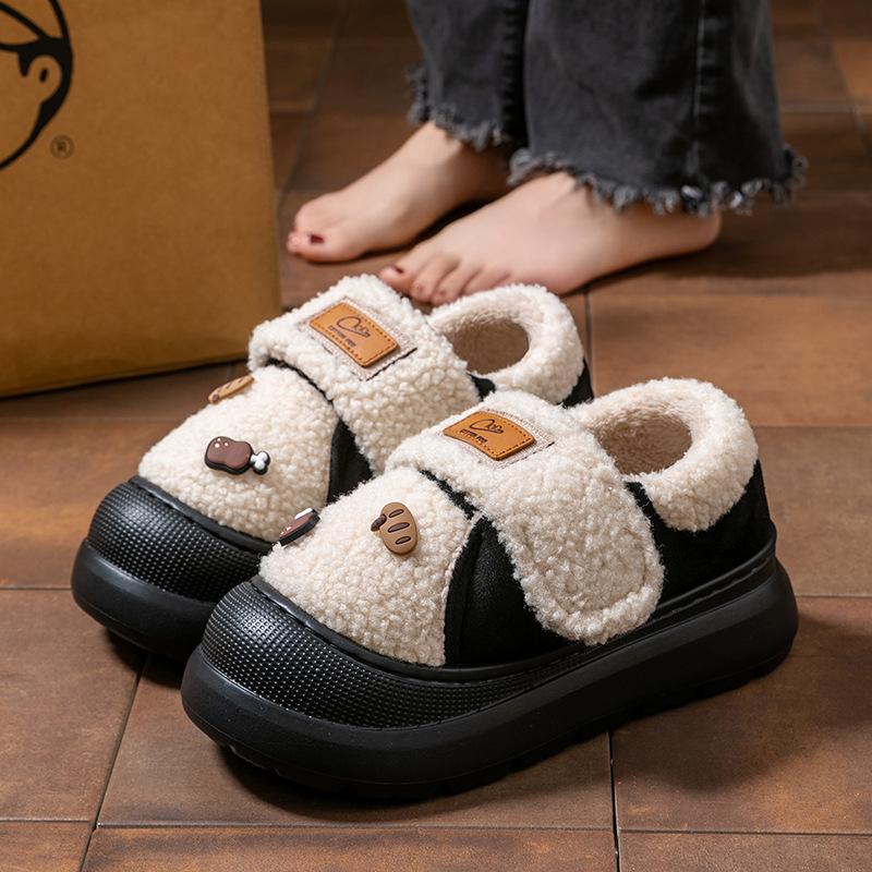 

Velcro thickened non-slip cotton slippers fashion shoes bag heel cartoon warm home slippers winter 40/41