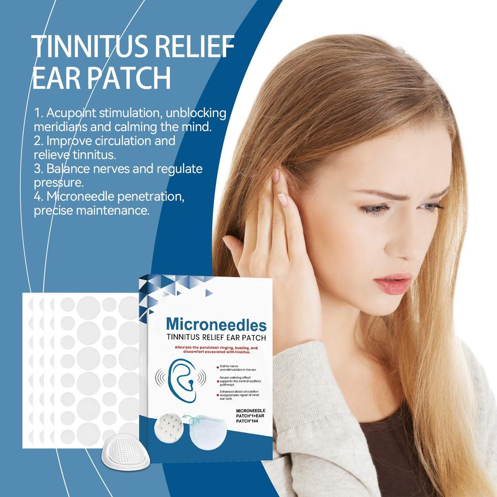 Úleva od tinnitu pro zvonění v uších, Náplasti na tinnitus, Přírodní bylinná formulace Náplasti na úlevu od tinnitu MIKROJEHLIČKOVÁ NÁPLAST*1+UŠNÍ NÁPLAST*144