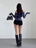 Y2k Schwarz Sexy Gothic Denim Shorts Frauen Dünne High Street Low Waist Sommer Streetwear Chic Punk Style Fashion Damen