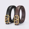 Wholesale belt women's women's first layer cowhide leather V-shaped alloy smooth buckle belt fashionable and versatile