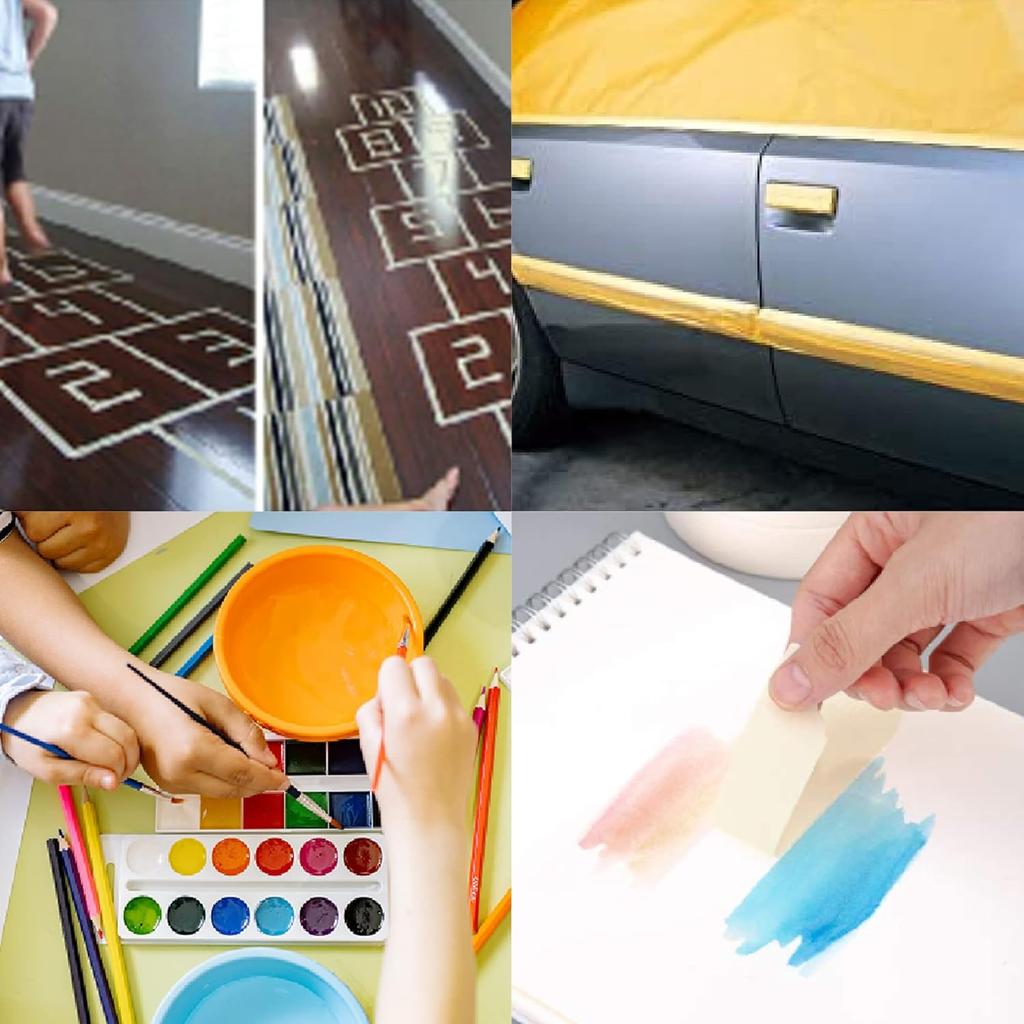 ADHES Yellow Painters Tape Yellow Masking Tape, 1.2 Inch X 55 Yards X 6 Rolls, No Residue Wall Safe Tape for Home Wall Painting, Building, School