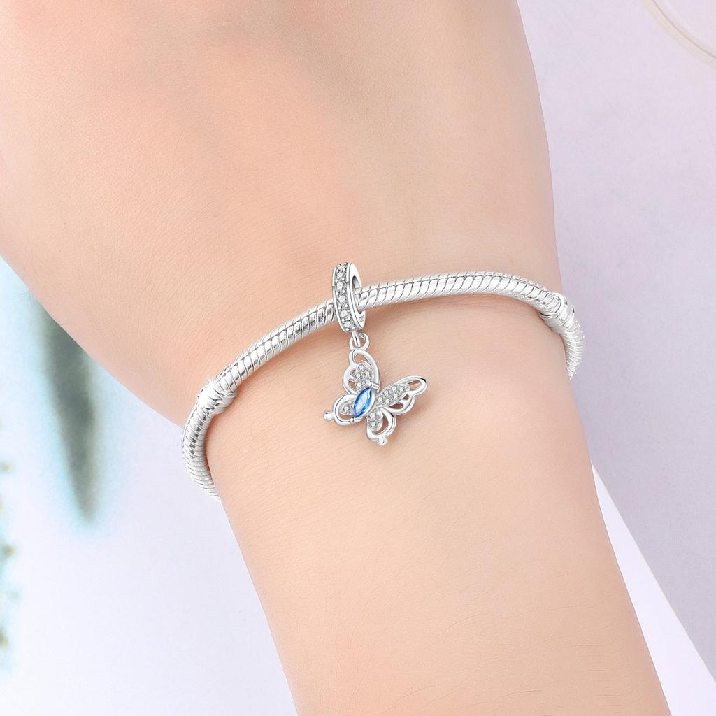 PANPOKI Copper Metal Rotating Butterfly Insect Bead Components Authentic Original Pendant Bead Components Bracelet High Quality Fine Jewelry Charm