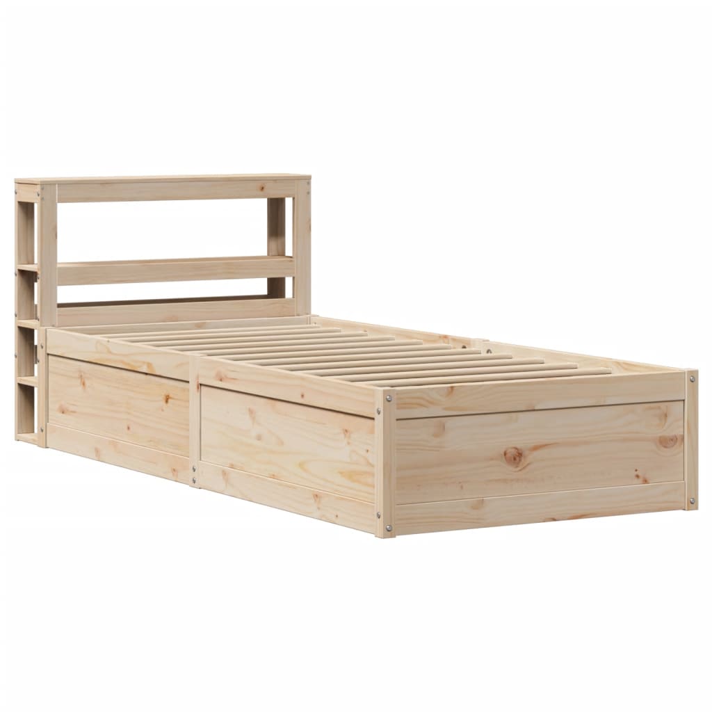 Vidaxl Bed Frame with Headboard, 90x190 Cm, Solid Pine Wood