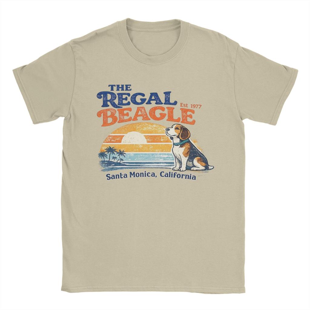 Vintage the Regal Beagle Est 1977 Santa Monica Kalifornien Herren T-Shirts Lässige T-Shirts Kurzarm O-Ausschnitt T-Shirt Baumwolle Einzigartig