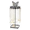 Metal Butterfly Necklace Holder Bracelet Display Stand Jewelry Organizer Tower Rack with Acrylic Tray Jewelry Tree