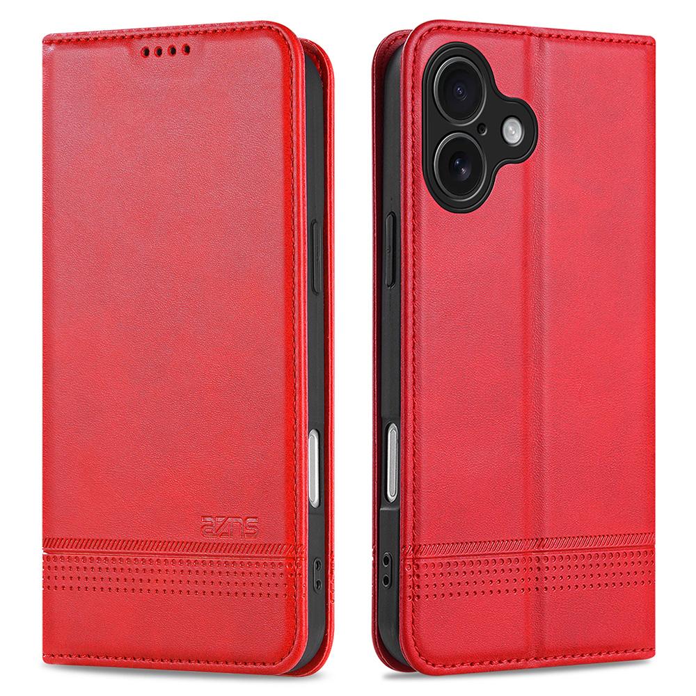 AZNS Hülle für iPhone 17 Rindsleder-Textur PU-Leder Brieftasche Handyhülle