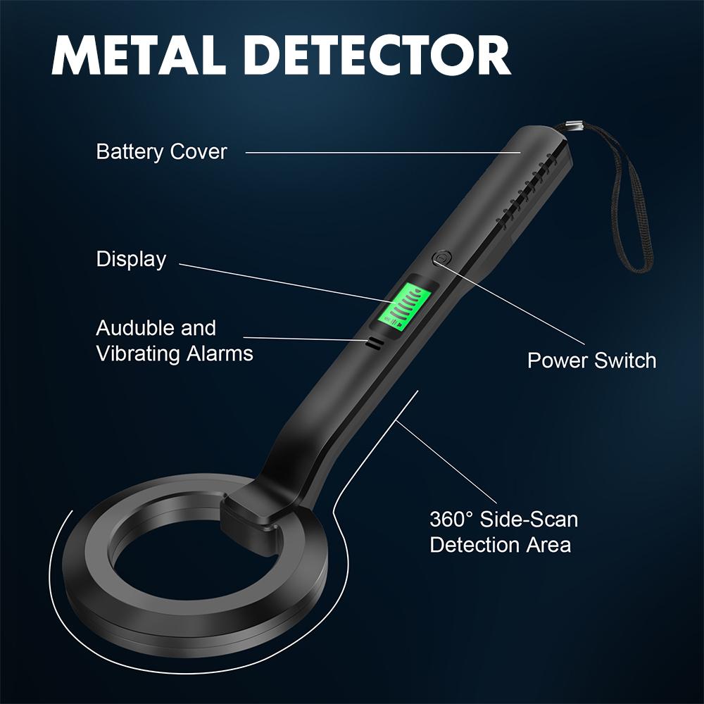 360° Side-Scan Metal Detector Portable Handheld Metal Scanner Finder Coins Gold Finder Outdoor Detection for Airport Venue