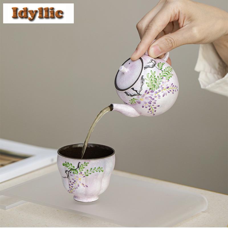 150ml Hand-painted Wisteria Flower Gourd Teapot Traditional Tea Infuser Pot Tea Maker Kettle With Ball Hole Drinkware Decoration