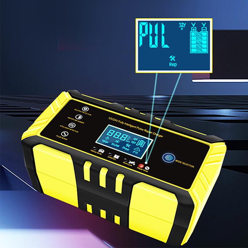 Fully Automatic Car Battery Charger 12V-24V 8A 6A Pulse Repair LCD Battery Charge for Car Lead Acid Battery Agm Gel Wet