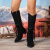 Women's Fringe Brown Boots Side Zipper Retro Long Boots Suede Knee High Plus Size 36-43 Autumn Chunky High Heel Bottes Femmes
