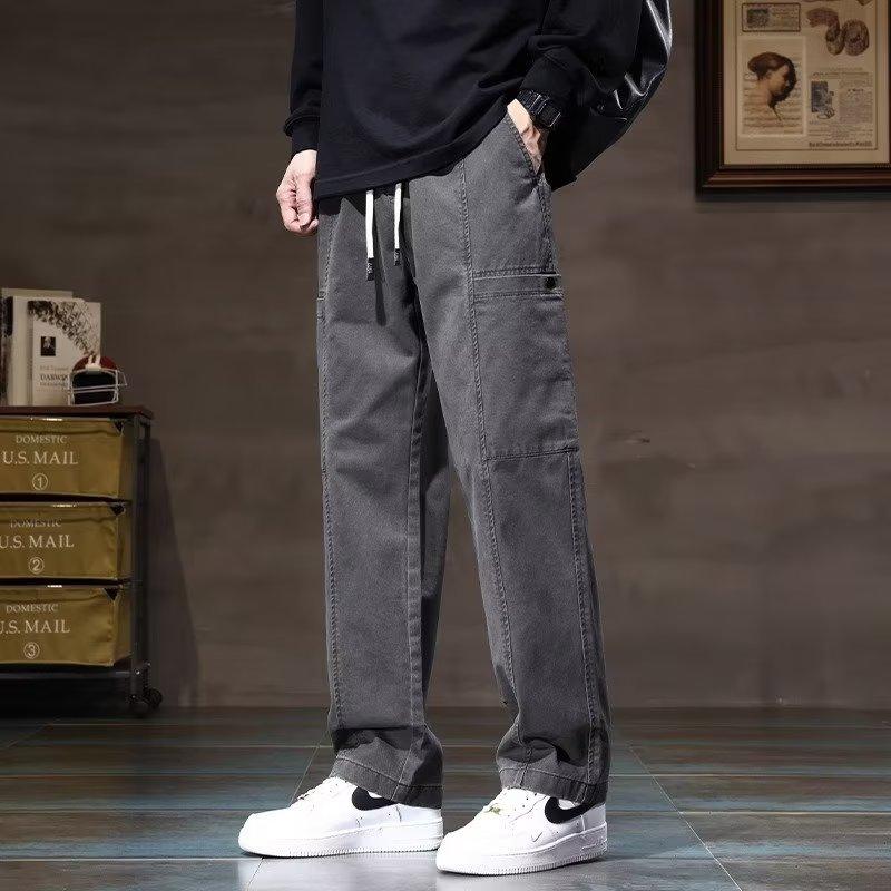 Overalls Summer New Splicing Pockets Men's Straight Loose Large Size Casual Trousers